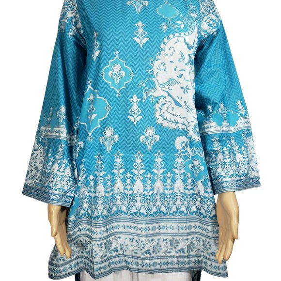 1PC Cotton Teal Kurti/Tunic/Kameez Almirah Junaid Jamshed Pakistani Indian XS/36 - Picture 5 of 8